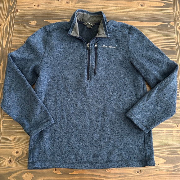 Eddie Bauer Other - Men’s Eddie Bauer Blue Heather 1/4 Zip Pullover Sweater M Grey Collar